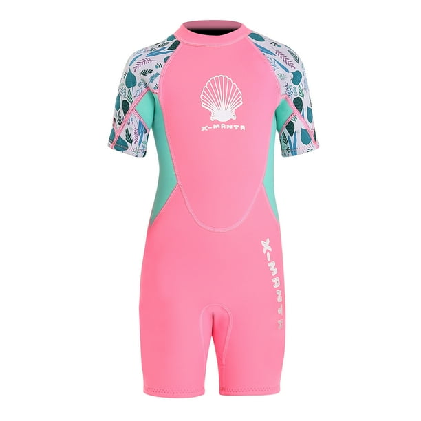 TFixol Traje de baño corto de una pieza para niñas con cremallera