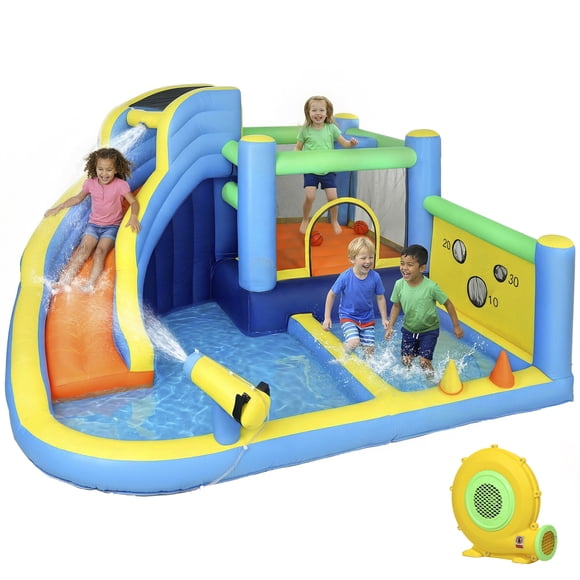 Qaba Bouncy Castle for Kids with Slide, Pool/Ball Pit for Indoor Outdoor
