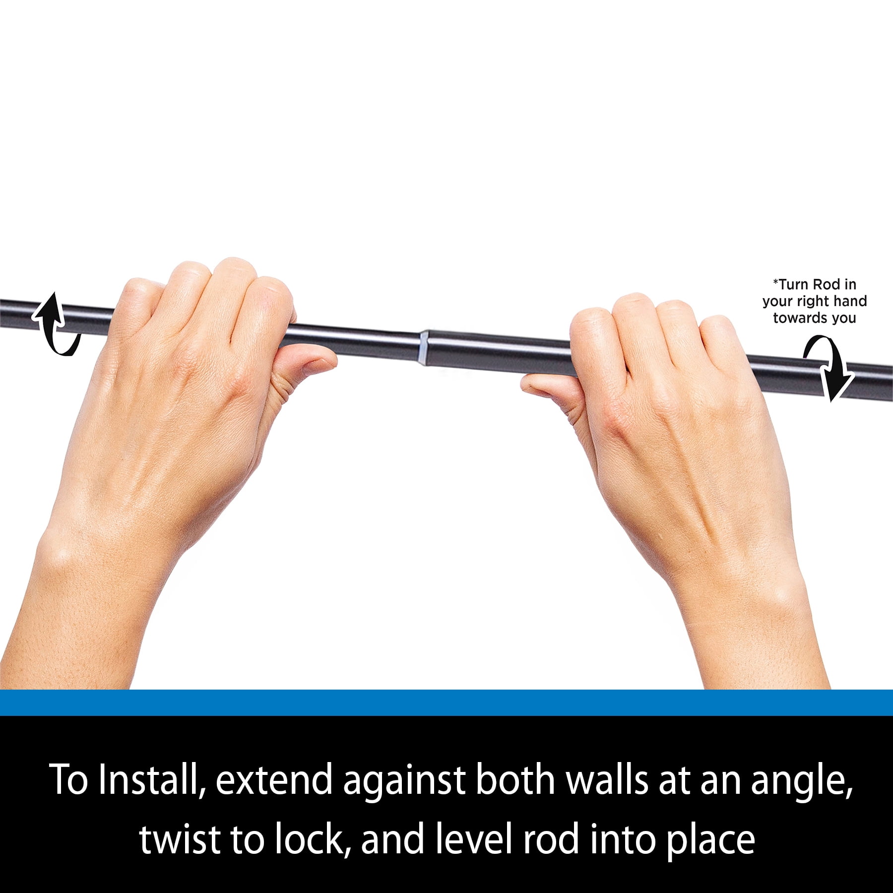 Mainstays 7/16" Adjustable Spring Tension Curtain Rod, 28-48", Black Finish
