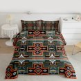 thumbnail image 2 of Homewish Bohemian Aztec Queen Comforter Set for Teen, Teal Orange Square Bedding Sets, Vintage Mandala Western Reversible Bedding Comforter Set, Breathable Home Decor, 3-Piece, 2 of 8