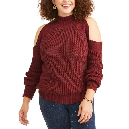Poof Junior Plus Cold Shoulder Sweater