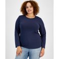 thumbnail image 1 of Aveto Womens Solid Basic T-Shirt, darkblue, Plus Size, 2X, 1 of 1