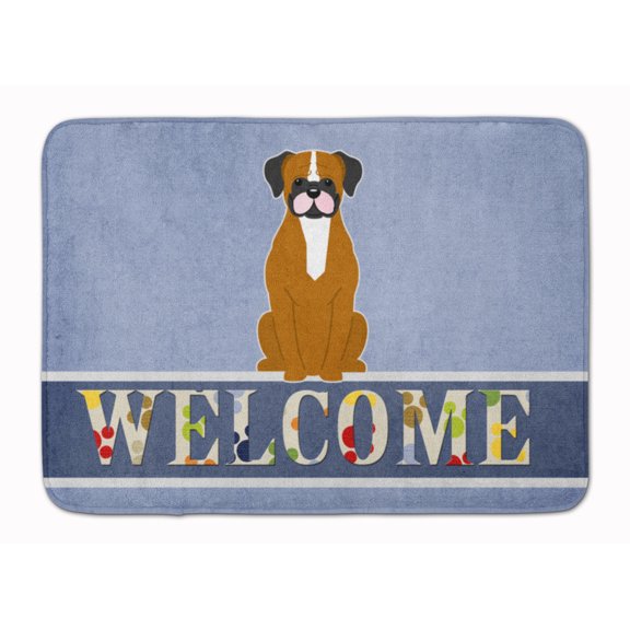 Carolines Treasures BB5697RUG Flashy Fawn Boxer Welcome Machine Washable Memory Foam Mat 19 X 27" multicolor