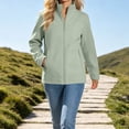 thumbnail image 2 of Kizanda Women Full Zip Outdoor Jacket with Zipper Pockets Stand Collar No Hood Outdoor Hiking Long Sleeve Blouse Fall Winter Mock Neck Casual Outerwear Top XXL, 2 of 9
