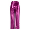 thumbnail image 5 of MIASHUI Women's Slimming Nightclub Glitter Casual Pants Comfortable Ankle Length Trousers Solid Color Party Wear Long Sequin Disco Pants for Women Hot Pink,L, 5 of 5