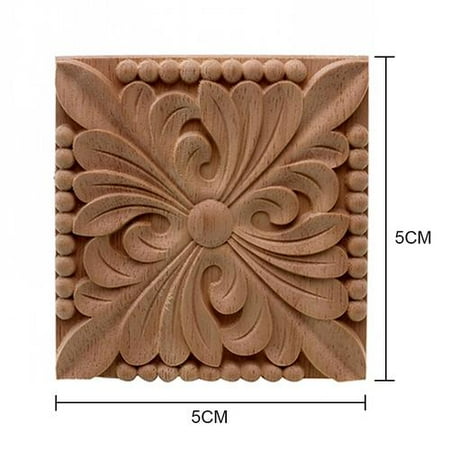 5x5cm Square Shape Wood Carved Unpainted Corner Onlay Decal Lique 5x5cm Square Shape Wood Carved Unpainted Corner Onlay Decal Lique Flower Pattern For Home Furniture Door Closet Cabinet Decor