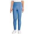 thumbnail image 1 of Linjinx Kids Girls Lyrical Jazz Hip-hop Leggings Glittery Metallic Ribbed Elastic Waist Solid Color Performance Light Blue 100, 1 of 7