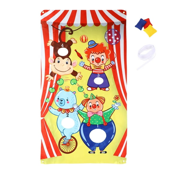 1pc Cartoon Circus Clown Toss Game Banner Backdrop Carnival Birthday Party Decor