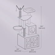 LEDREM 2-in-1 Cat Tree with Litter Box Enclosure - 55.1 Modern Cat Tower, Scratching Posts, Space-Saving Design, Rustic Brown