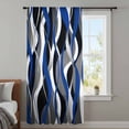 thumbnail image 3 of Blue Black Stripes Semi Sheer Curtains Drapes for Living Room,Bedroom,French Doors Window 96 Inches Long,Modern Abstract Ombre Grey White Lines Rod Pocket Chiffon Curtain Voile Drapery Panel, 3 of 8