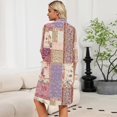 thumbnail image 7 of Zipper Lightweight Robes for Women Soft Bathrobes for Women Zip Up Front 3/4 Length Sleeve Knee Length Vintage Floral Print Casual Pajama Sleepwear with Pockets Dark Purple M, 7 of 7