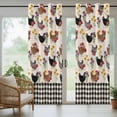 thumbnail image 5 of Outdoor Curtains for Patio Waterproof, Farmhouse Rooster Outdoor Privacy Panels Grommet, Vintage Watercolor Flowers Black Plaid Blackout Outside Curtains for Porch/Cabana 54"x84", 2 Panels, 5 of 8