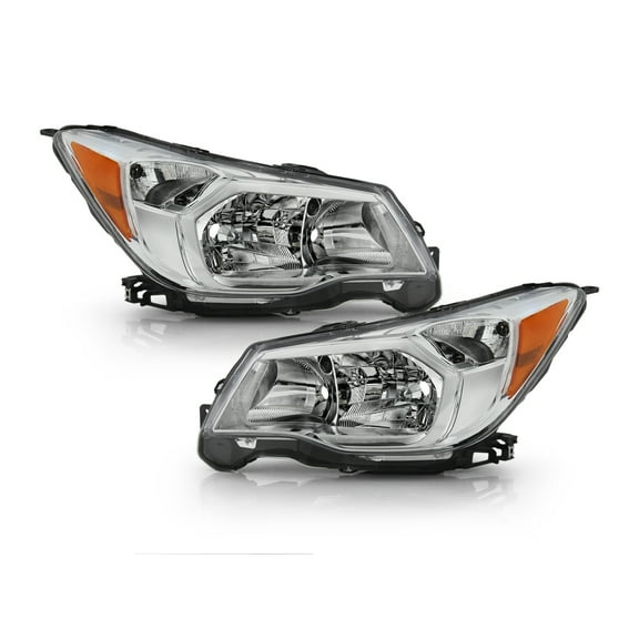 AKKON - Fits 2014-2016 Subaru Forester Halogen Model Factory Style OE Headlights Pair Housing - Chrome