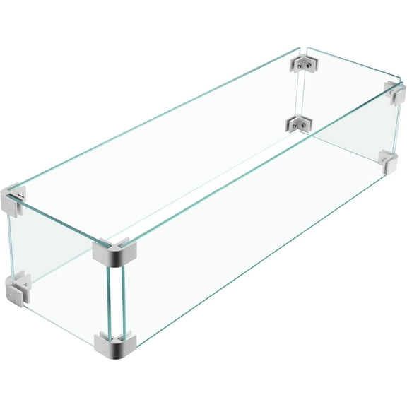 15x15x5.5 Fire Pit Glass Flame Wind Guard,Thick Tempered Glass Square FirePit Flame Shield with Aluminium Clips,Clear Wind Gaurd Fence for Patio Fire Table