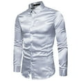thumbnail image 2 of Coduop Men Luxury Silk Like Satin Shirt Long Sleeve Disco Party Dress Shirts Button Up, 2 of 4