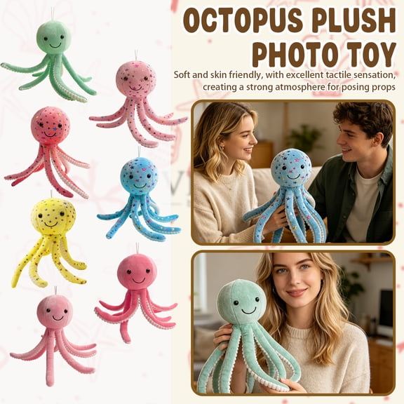 Racifhz Cute Light Pink Octopus Plush , Soft Stuffed Animal Doll for Gifts, 1Pack A