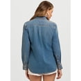 thumbnail image 3 of Jessica Simpson Women's Relaxed Denim Shirt with Long Sleeves, Sizes XS-4X, 3 of 6