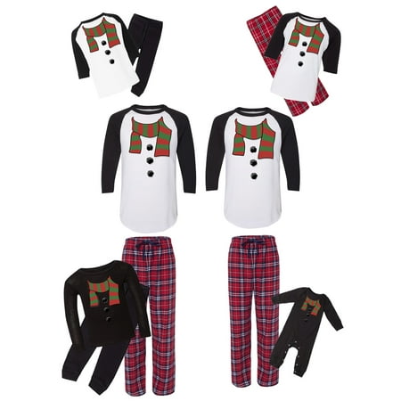 

Awkward Styles Matching Christmas Pajamas Set Red Snowman Scarf Family Sleepwear