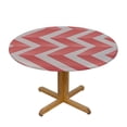 thumbnail image 3 of JEUXUS Decorative Round Table Cover Elastic Tablecloth, Coral Polyester Fitted Table Cover Elastic Edged, Retro Abstract Geometric Striped Pattern Print Fabric Table Cover, Fits Round Table, 3 of 7