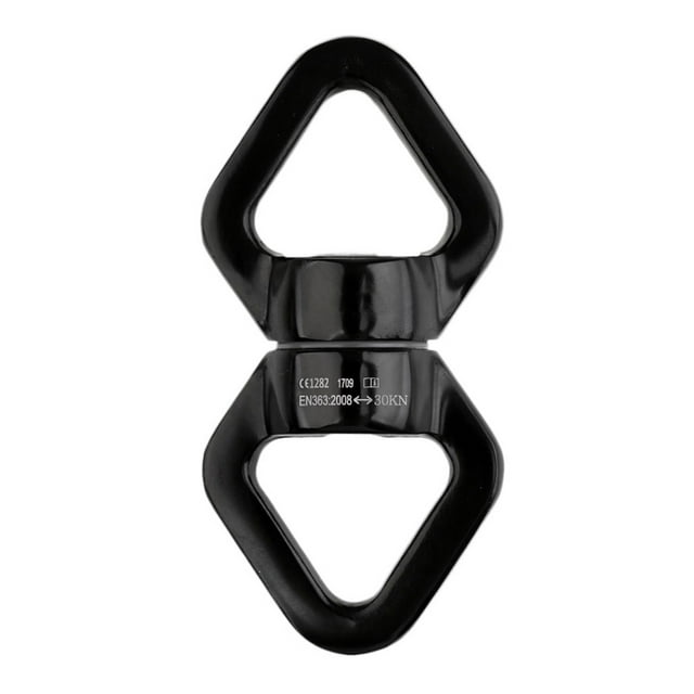360 Degree Swivel Rope Connector Gear Hoop Swing Mountaineering Spinning Carabiner Connection Hoop Attachment Outdoor Rescue Hardware Black