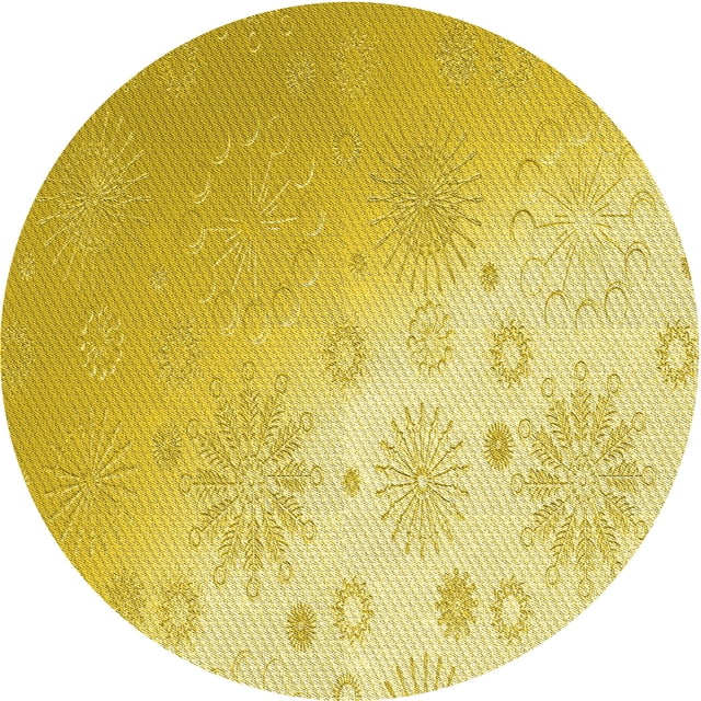 Ahgly Company Tapis Rond Lavable en Machine Intérieur Transitionnel Jaune Audacieux, 5 Pieds Rond