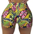 thumbnail image 2 of Lsque Colrful Tropical Leaves Pattern High Waisted Biker Shorts for Women-Tummy Control Fitness Athletic Workout Running Yoga Gym Shorts,Moisture-Wicking-Small, 2 of 9