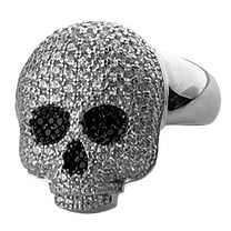 Mens Real 925 Solid Sterling Silver Skull Ring Iced Micro Pave Grim Reaper Size 10