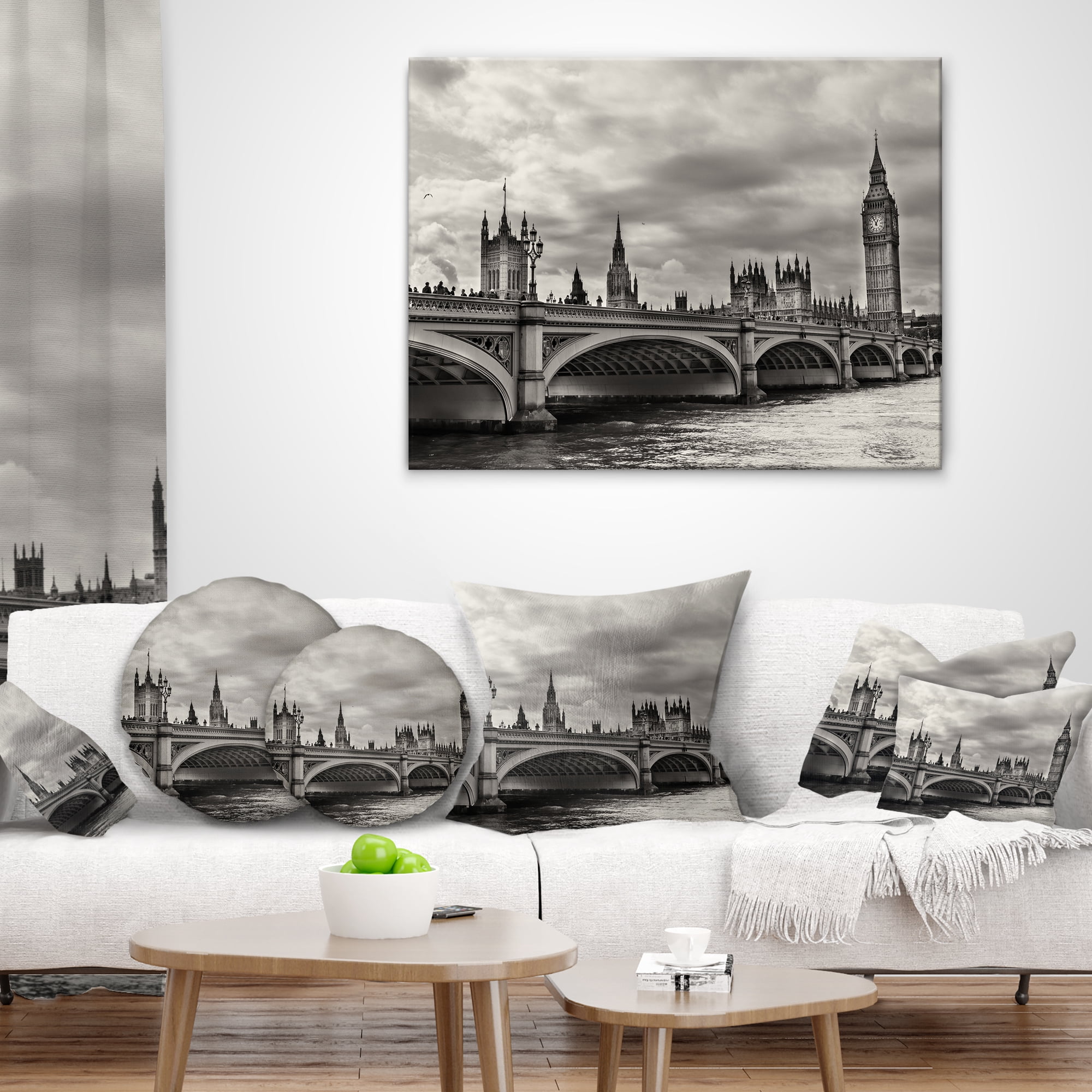 Designart Wonderful View of Westminster Bridge - Cityscape Throw Pillow - 12x20