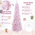 thumbnail image 4 of 7 FT Pre-Lit Pink Snow Flocked Christmas Tree, 800 Branch Tips, 300 LED Lights, 8 Lighting Modes, Artificial Hinged Pencil Xmas Tree with Metal Base for Festival Party Decoration, 4 of 7