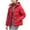 Red, variant on Women's Winter Hooded Jacket Solide Color Zip UP Puffer Jacket Thicken Stand Collar Snow Coat with Removable Hood Beige 4XL