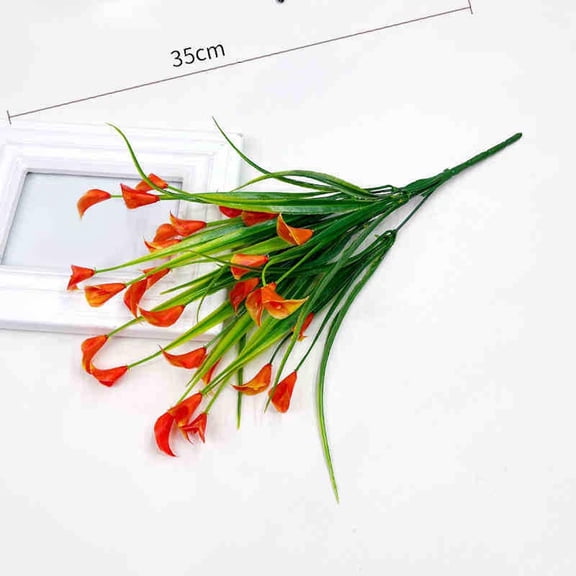 OAVQHLG3B 3 Bundles Calla Lily Artificial Flowers for Outdoors, Fake Plants UV Resistant Faux Plastic Fake Flowers for Indoor Planter Home Porch Yards Summer Cemetery Spring Decor(Orange)