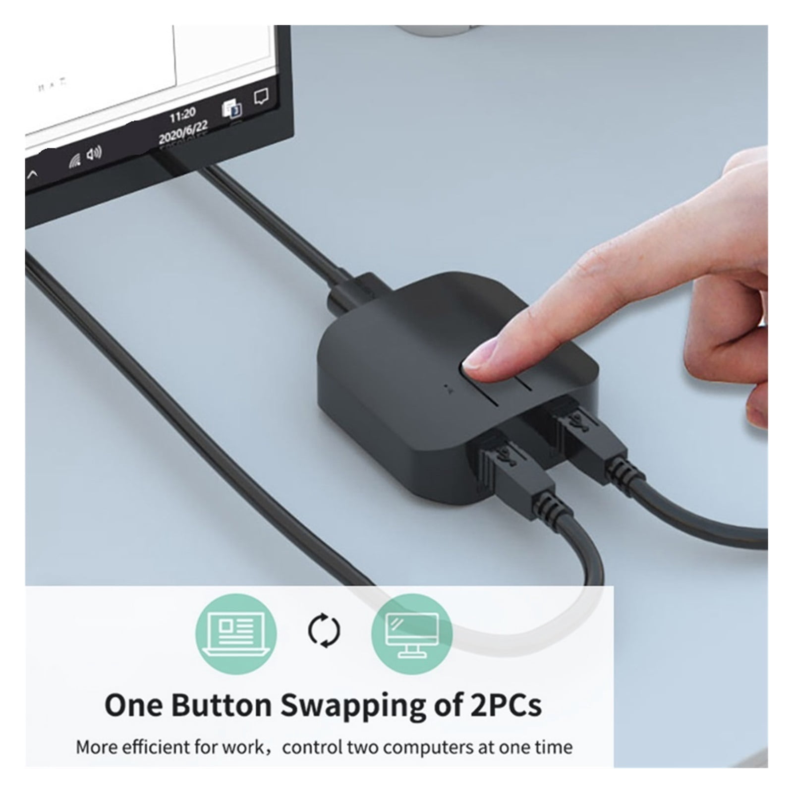 Portable USB HD KVM Switch 1080P Capture Box Splitter for Sharing Monitor Printer Keyboard Mouse