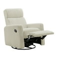 thumbnail image 2 of Oxford Baby Layton Manual Upholstered Glider Recliner Rocking Chair 360° Swivel for Nursery and Living Room – Corduroy Pearl White​, 2 of 5
