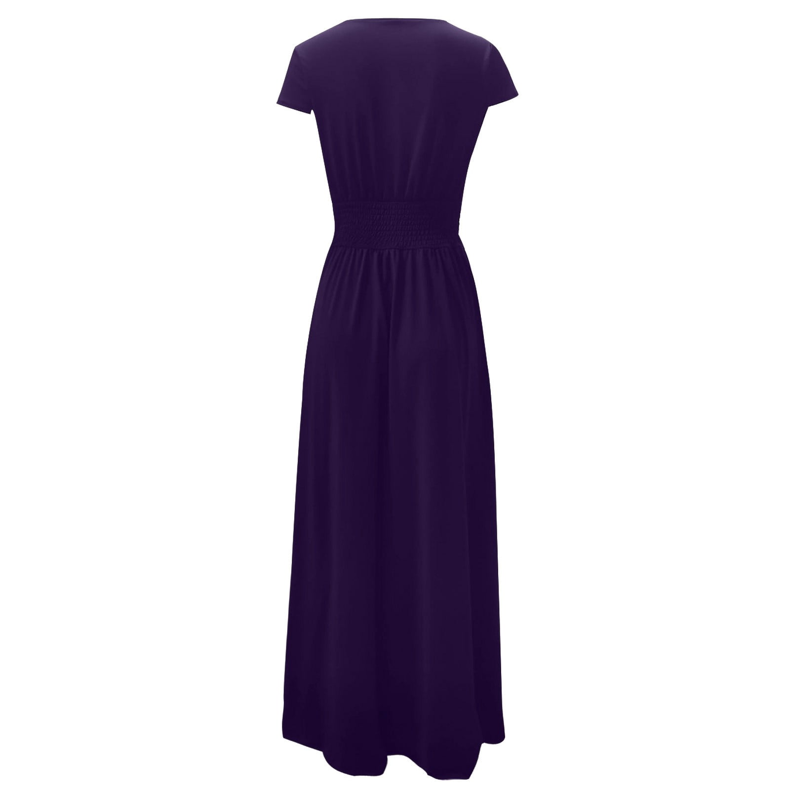 Hvot&aat Women Cap Sleeve V-Neck Wedding Bridesmaid Dress Ruched High Waisted Sexy High Slit Long Evening Prom Maxi Dresses