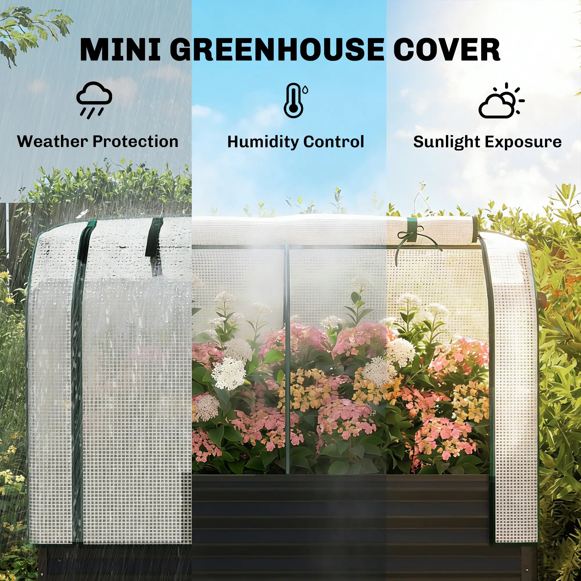 Raised Garden Bed with PE Greenhouse