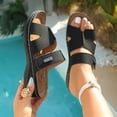 thumbnail image 5 of Women Arch Support Slides Orthotic Walking Sandals Orthopedic Sandals Summer Plus Size Beach Wedge Shoes Black 7.5(40), 5 of 9