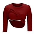 thumbnail image 6 of yillto 3/4 Sleeve Shirt for Womens Basic Tee with Bra Ribbed Round Neck Pullover Slim Undershirts, 6 of 7