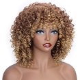 thumbnail image 4 of Peluca de pelo rizado para mujer, peluca afro rizada, fibra sintética resistente al calor mixta de Color marrón y rubio Rojo Verde, 4 of 5