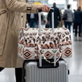 thumbnail image 4 of Garronmavis Aztec Geometric Large Quilted Duffle Bag for Women, Weekender Overnight Bag Travel Carry On Bag with Luggage Sleeve, Gym Dance Tote Bag with Zipper Pockets, 4 of 6