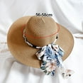 thumbnail image 2 of 56-58 cm hat circumference women's straw hat big brim sunscreen beach hat seaside sun hat - Khaki, 2 of 5