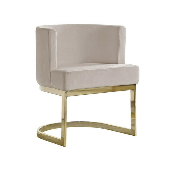 Velvet Beige Accent Chair with Gold Chrome Base - 1 Chair