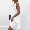 thumbnail image 6 of Horkkom Linen Dress Women Solid Color Mini V Neck Summer Dresses Beach Vacation Loose Sundresses, S-3XL, 6 of 8