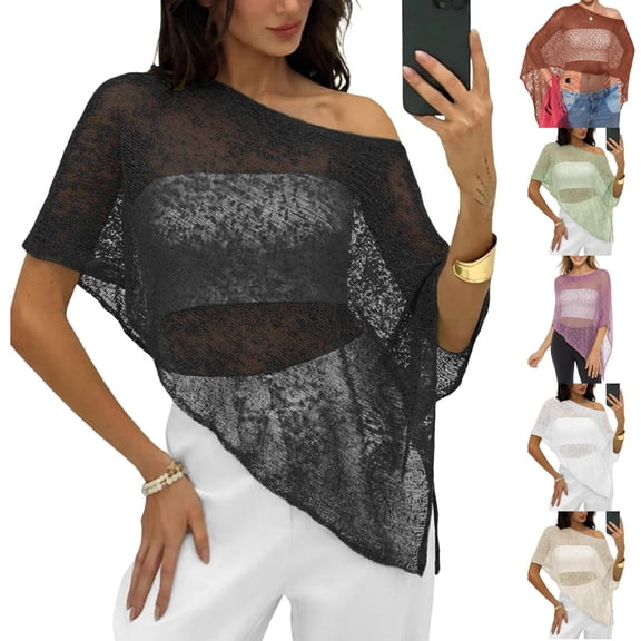 Sheer Poncho Tops for Women Shrug Bolero Lightweight Knit Crochet Shrug Mesh Cover Up Summer 2026