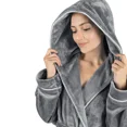 thumbnail image 3 of Albornoz de rizo gris claro con capucha, largo, 60 % algodón, suave y acogedor, talla S, para mujer, 3 of 4