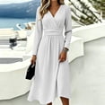 thumbnail image 5 of Women's Floral Maxi Dresses Spring Fall Plus Size V Neck Flowy a Line Dress High Waist A-Line Swing Sundress, 5 of 5