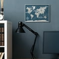 thumbnail image 2 of Stupell Industries Vintage Blue World Map Nautical Cloud Details Gray Framed by Becky Thorns, 2 of 7