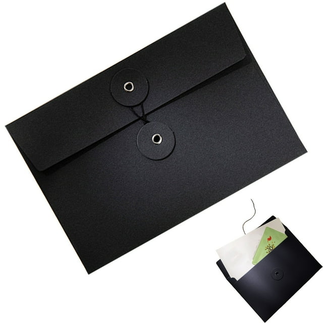 Ecohintz Enveloppe de Documents A6 à Scellage Fileté - Pvc Transparent Réutilisable avec Fermeture Sécurisée, pour Contrats, Examens et Papiers Importants, Organisateur de Dossiers Durable (11,3x16,8 cm), Enveloppe de Documents en Pvc, Noir