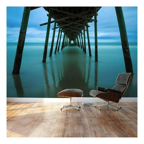 wall26 - Peaceful Jetty Leads into Ocean - Landscape - Wall Mural, Removable Sticker, Home Decor - 100x144 inches