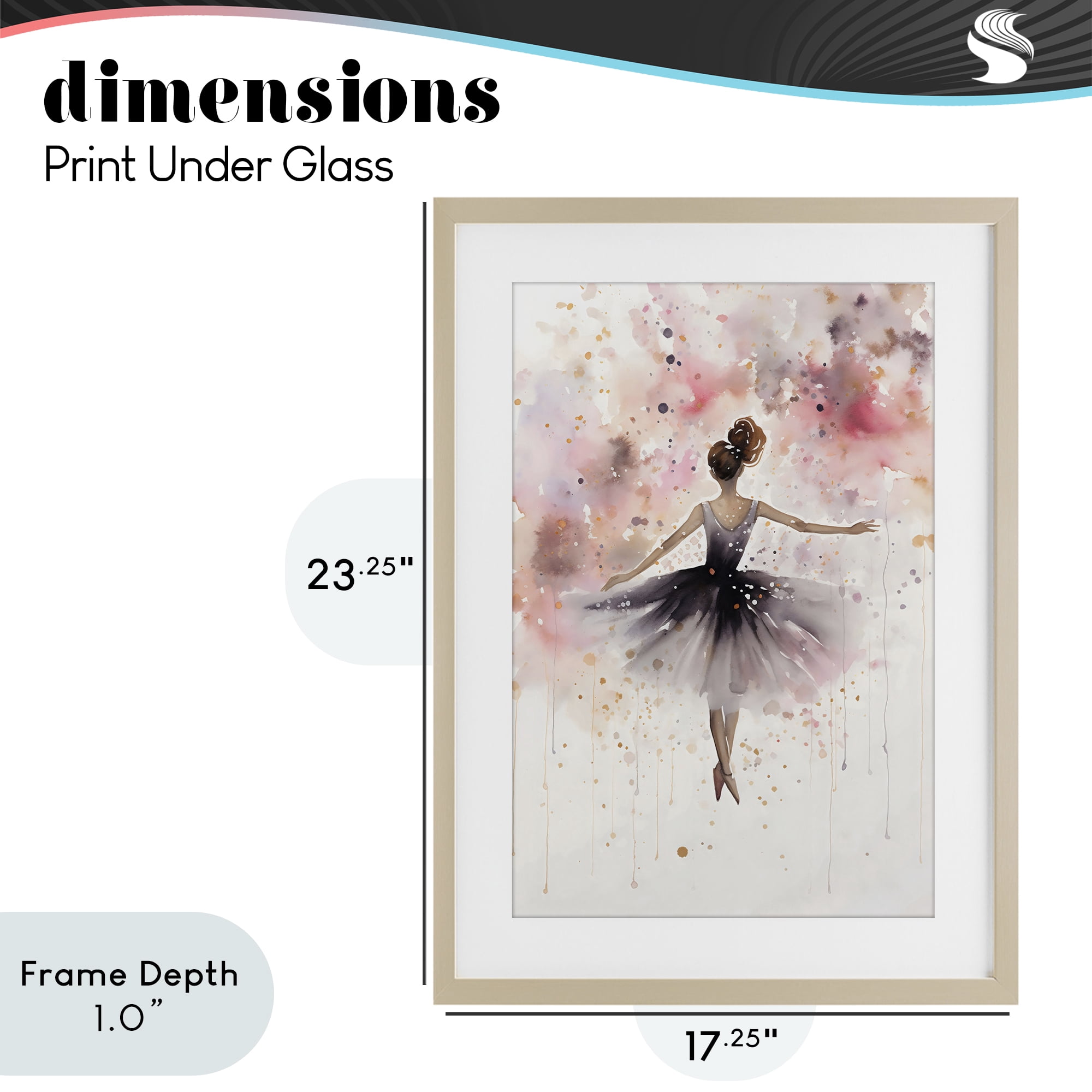 Stupell Industries Watercolor Ballerina Atmosphere Birch Framed Print Under Glass, design by Creative Studio