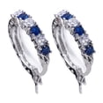 thumbnail image 3 of HEMLBOYW Exquisite Hoop Earrings Round Blue and White for Rhinestone Dainty Hoop Earrings for Women Photo, 3 of 6